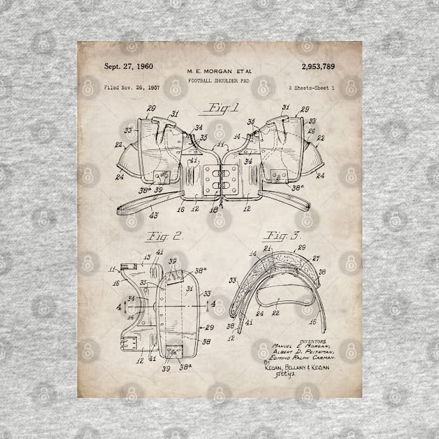 Football Pads Patent - Football Player American Football Art - Antique by patentpress